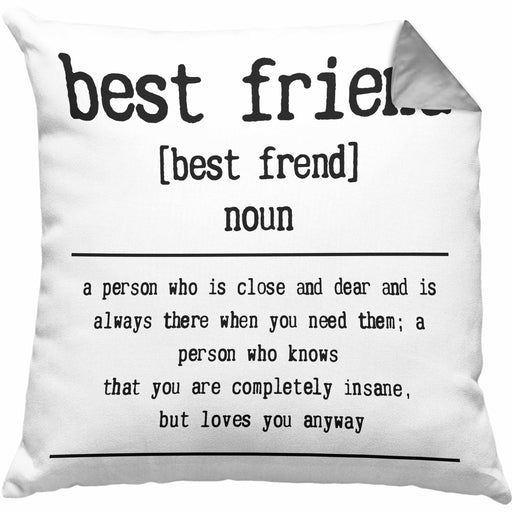 Bester Freund Beste Freundin Geschenk Kissen mit Füllung 40x40 Definition Lustiger Spruch BFF Beste Friends Häferl (Grau) Grau Trendation