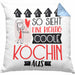 Köchin Geschenk Kissen mit Füllung 40x40 Lustig Geschenkidee für Köchin Geburtstag So Sieht Eine Richtig Coole Köchin Aus Frauen Spruch (Grau) Blau Trendation