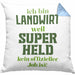 Landwirt Geschenk Kissen mit Füllung 40x40 Landwirtschaft Geschenke für Männer Traktor Spruch Superheld (Grau) Blau Trendation