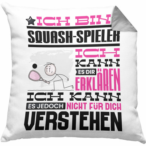 Squash-Spieler Geschenk Kaffee-Kissen mit Füllung 40x40 Geschenkidee für Squash-Spieler Ich Bin Squash-Spieler Ich Kann Es Dir Erklären Jedoch Nicht Für Dich Verstehen Spruch Lustig (Grau) Grau Trendation