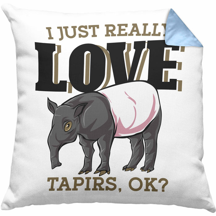 Lustige Tapir Kissen mit Füllung 40x40 Geschenk Tapir Liebhaber (Grau) Blau Trendation
