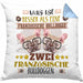 Französische Bulldogge Besitzer Kissen mit Füllung 40x40 Geschenk Lustiger Spruch Geschenkidee Was Ist Besser Als Ein Französische Bulldogge (Grau) Blau Trendation