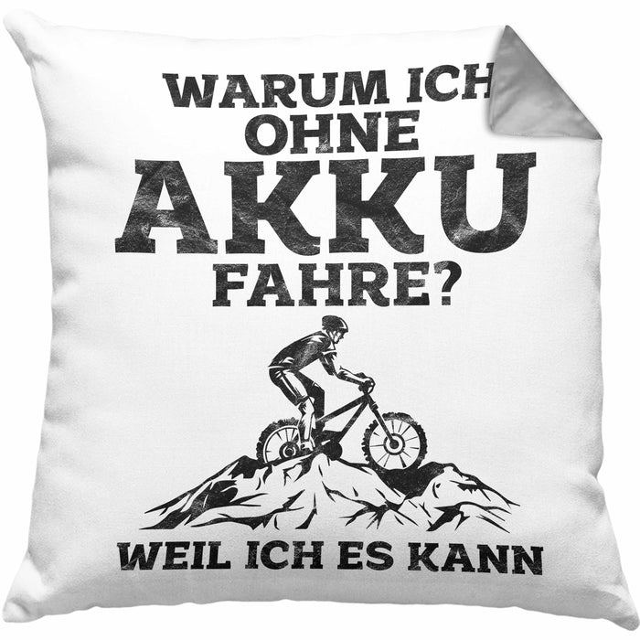 Lustige Geschenkidee Radfahrer Kissen mit Füllung 40x40 Anti-E-Bike Spruch (Grau) Grau Trendation