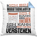 Marathonläufer Geschenk Kaffee-Kissen mit Füllung 40x40 Geschenkidee für Marathonläufer Ich Bin Marathonläufer Ich Kann Es Dir Erklären Jedoch Nicht Für Dich Verstehen Spruch Lustig (Grau) Blau Trendation