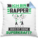 Rapper Kissen mit Füllung 40x40 Geschenk für Rapper Geburtstag Lustiger Spruch Was Ist Deine Superkraft (Grau) Blau Trendation