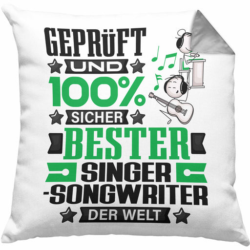 Singer-Songwriter Geschenk Lustiger Spruch für Singer-Songwriter Geschenkidee Bester Singer-Songwriter Der WeltKissen mit Füllung 40x40 (Grau) Grau Trendation