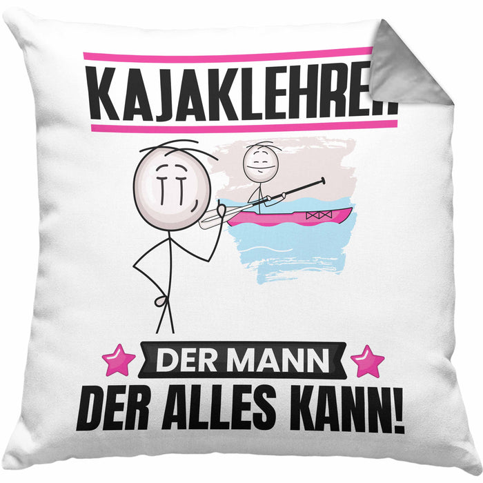 Kajaklehrer Kissen mit Füllung 40x40 Geschenk für Kajaklehrer Der Mann Der Alles Kann Geschenkidee zum Geburtstag (Grau) Grau Trendation