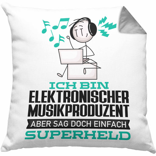 ElektronischerMusikproduzent Geschenk Kissen mit Füllung 40x40 Ich Bin ElektronischerMusikproduzent Aber Sag Doch Einfach Superheld Lustige Geschenkdiee für ElektronischerMusikproduzent (Grau) Grau Trendation