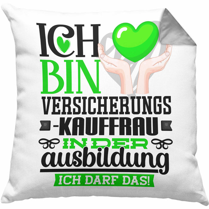Versicherungskauffrau Ausbildung Start Geschenk Kissen mit Füllung 40x40 Ich Bin Versicherungskauffrau In Der Ausbildung Ich Darf Das Geschenkidee (Grau) Grau Trendation