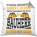 Bauherr Kissen mit Füllung 40x40 "Der Bauherr betritt den Raum" Geschenk für Bauherren Hausbesitzer Hausbauer (Grau) Grau Trendation