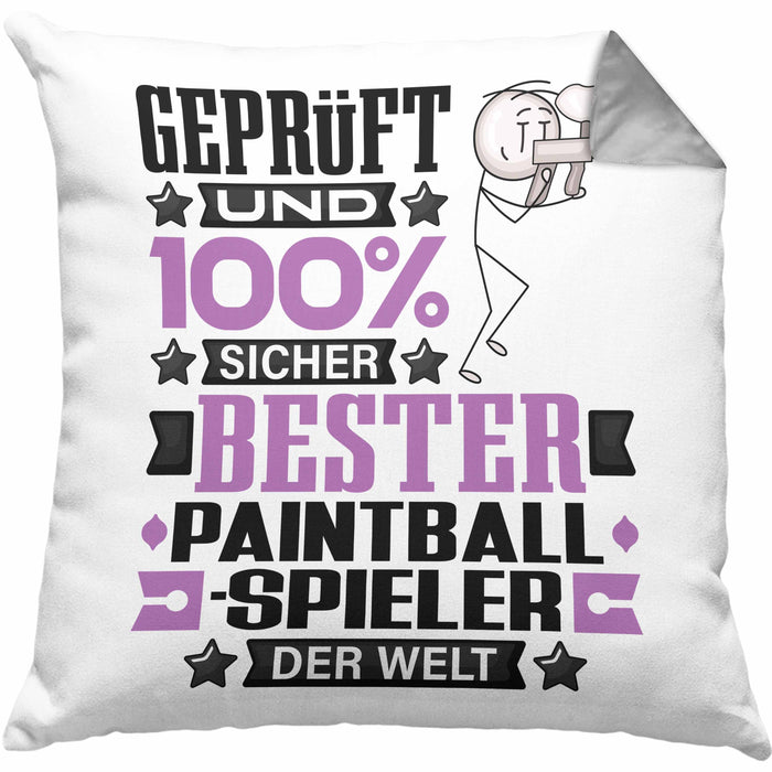 Paintballspieler Geschenk Lustiger Spruch für Paintballspieler Geschenkidee Bester Paintballspieler Der WeltKissen mit Füllung 40x40 (Grau) Grau Trendation