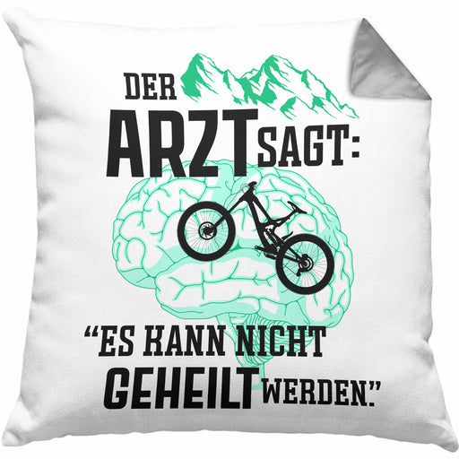 Mountainbike Geschenke für Männer Kissen mit Füllung 40x40 Geschenk Mountainbike-Fahrer Geschenkideen (Grau) Grau Trendation