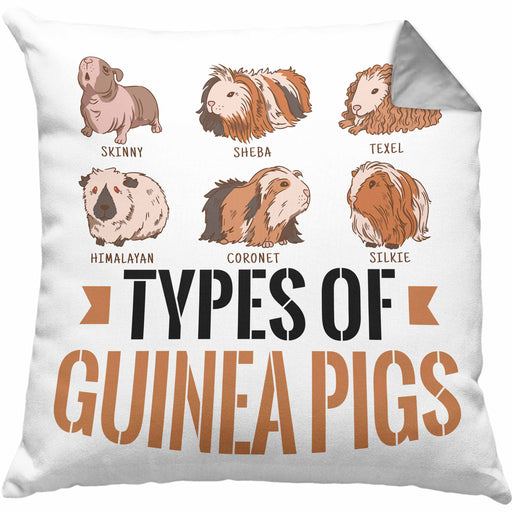 Meerschweinchen Kissen mit Füllung 40x40 Geschenk Types Of Guinea Pigs (Grau) Grau Trendation