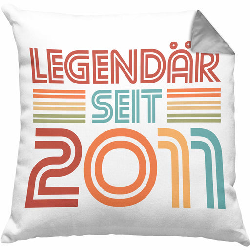 10. Geburtstag Kissen mit Füllung 40x40 Jungs Jungen Geschenk Geschenkidee Kakao Legendär Seit 2011 Lustig Witzig Spruch (Grau) Grau Trendation