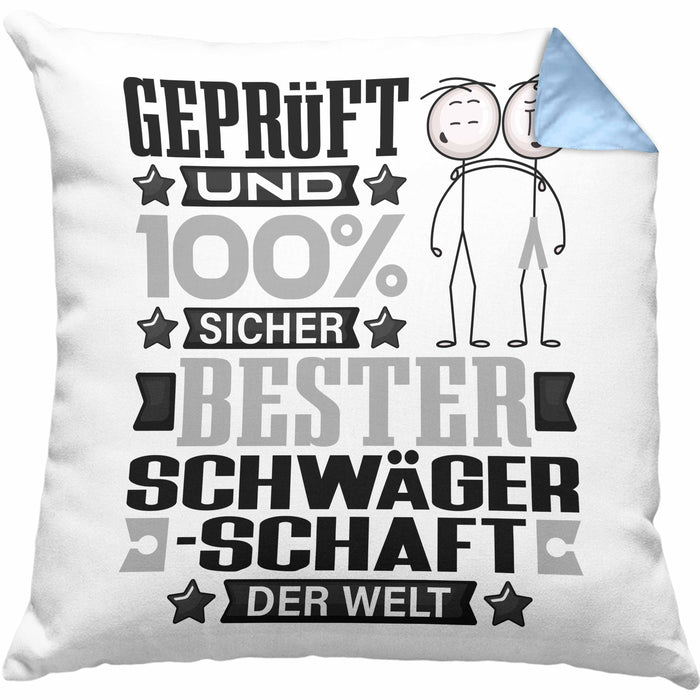 Schwägerschaft Geschenk Lustiger Spruch für Schwägerschaft Geschenkidee Bester Schwägerschaft Der WeltKissen mit Füllung 40x40 (Grau) Blau Trendation