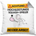 Squash-Spieler Kissen mit Füllung 40x40 Geschenk Lustiger Spruch Geschenkidee für Squash-Spieler Achtung Hochleistungs Squash-Spieler Bei Der Arbeit (Grau) Grau Trendation