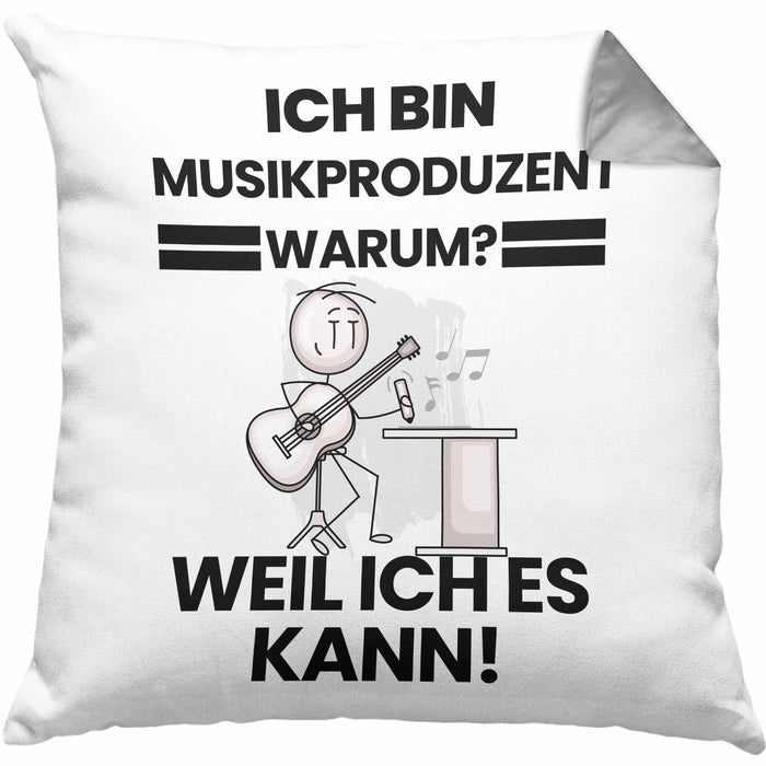 Musikproduzent Geschenk Kissen mit Füllung 40x40 Lustiger Spruch Ich Bin Musikproduzent Warum Weil Ich Es Kann Geschenkidee Bester Musikproduzent Geburtstag (Grau) Grau Trendation