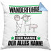Wanderführer Kissen mit Füllung 40x40 Geschenk für Wanderführer Der Mann Der Alles Kann Geschenkidee zum Geburtstag (Grau) Blau Trendation