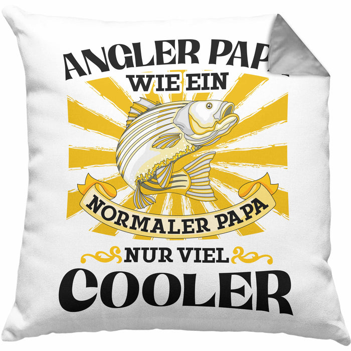 Angler Papa Geschenk Vatertag Geschenkidee von Sohn für Angler-VaterKissen mit Füllung 40x40 (Grau) Grau Trendation