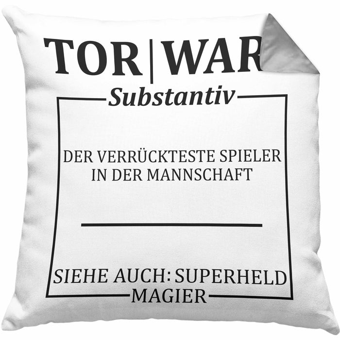 Lustige Torwart Kissen mit Füllung 40x40 Geschenk Torwartin Geschenk (Grau) Grau Trendation