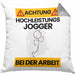 Jogger Kissen mit Füllung 40x40 Geschenk Lustiger Spruch Geschenkidee für Jogger Achtung Hochleistungs Jogger Bei Der Arbeit (Grau) Grau Trendation