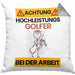 Golfer Kissen mit Füllung 40x40 Geschenk Lustiger Spruch Geschenkidee für Golfer Achtung Hochleistungs Golfer Bei Der Arbeit (Grau) Grau Trendation