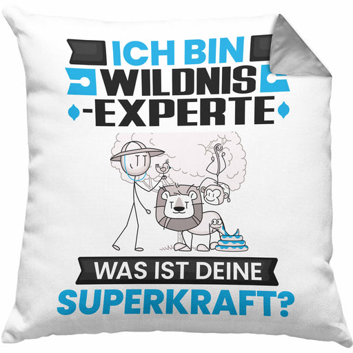 Wildnixexperte Kissen mit Füllung 40x40 Geschenk für Wildnixexperte Geburtstag Lustiger Spruch Was Ist Deine Superkraft (Grau) Grau Trendation
