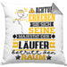 Läufer Geschenk Kissen mit Füllung 40x40 Lustiger Spruch Erheben Sie Sich Der Läufer Betritt den Raum (Grau) Grau Trendation