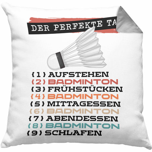 Der tolle Tag Badminton Spieler Kissen mit Füllung 40x40 Geschenk Spruch (Grau) Grau Trendation