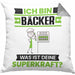 Bäcker Kissen mit Füllung 40x40 Geschenk für Bäcker Geburtstag Lustiger Spruch Was Ist Deine Superkraft (Grau) Grau Trendation