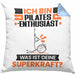 Pilates-Enthusiast Kissen mit Füllung 40x40 Geschenk für Pilates-Enthusiast Geburtstag Lustiger Spruch Was Ist Deine Superkraft (Grau) Blau Trendation