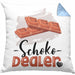 Schoko Dealer Kissen mit Füllung 40x40 Geschenk für Schokoladenverkäufer Geburtstag Spruch Geschenkidee (Grau) Blau Trendation