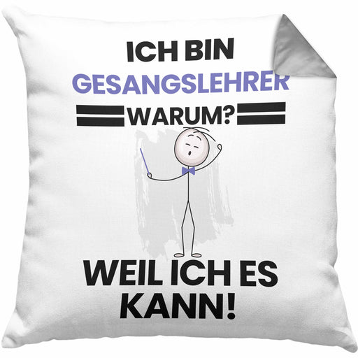 Gesangslehrer Geschenk Kissen mit Füllung 40x40 Lustiger Spruch Ich Bin Gesangslehrer Warum Weil Ich Es Kann Geschenkidee Bester Gesangslehrer Geburtstag (Grau) Grau Trendation