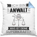 Anwalt Kissen mit Füllung 40x40 Geschenk für Anwalt Geburtstag Lustiger Spruch Was Ist Deine Superkraft (Grau) Blau Trendation