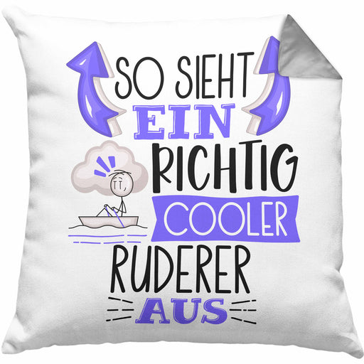 Ruderer Kissen mit Füllung 40x40 Geschenk So Sieht Ein RIchtig Cooler Ruderer Aus Geschenkidee Lustiger Spruch Geburtstag (Grau) Grau Trendation