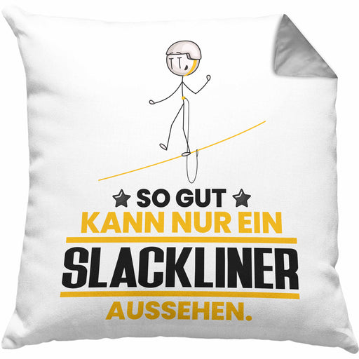 Slackliner Geschenk Kissen mit Füllung 40x40 So Gut Kann Nur Ein Slackliner Aussehen Geschenkidee (Grau) Grau Trendation