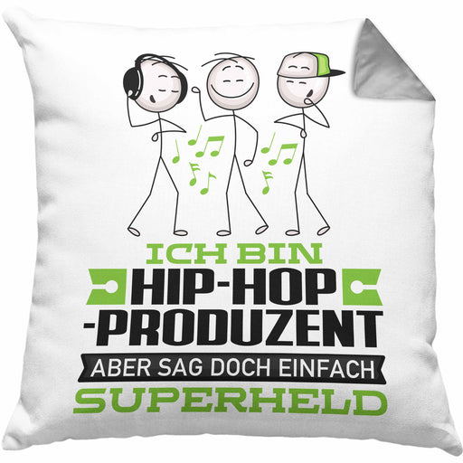 Hip-Hop-Produzent Geschenk Kissen mit Füllung 40x40 Ich Bin Hip-Hop-Produzent Aber Sag Doch Einfach Superheld Lustige Geschenkdiee für Hip-Hop-Produzent (Grau) Grau Trendation