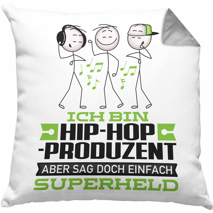 Hip-Hop-Produzent Geschenk Kissen mit Füllung 40x40 Ich Bin Hip-Hop-Produzent Aber Sag Doch Einfach Superheld Lustige Geschenkdiee für Hip-Hop-Produzent (Grau) Grau Trendation