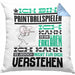 Paintballspieler Geschenk Kaffee-Kissen mit Füllung 40x40 Geschenkidee für Paintballspieler Ich Bin Paintballspieler Ich Kann Es Dir Erklären Jedoch Nicht Für Dich Verstehen Spruch Lustig (Grau) Blau Trendation