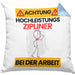 Zipliner Kissen mit Füllung 40x40 Geschenk Lustiger Spruch Geschenkidee für Zipliner Achtung Hochleistungs Zipliner Bei Der Arbeit (Grau) Blau Trendation