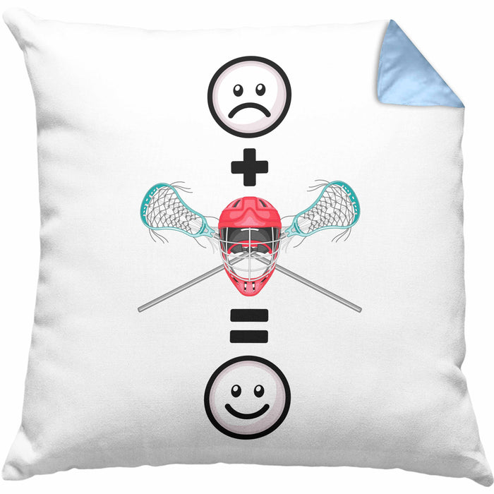 Lacrosse Kissen mit Füllung 40x40 Geschenk für Lacrosse-Spieler Lustige Geschenkidee :( + Lacrosse = :) Geburtstag (Grau) Blau Trendation