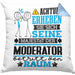 Moderator Geschenk Kissen mit Füllung 40x40 Lustiger Spruch Erheben Sie Sich Der Moderator Betritt den Raum (Grau) Blau Trendation