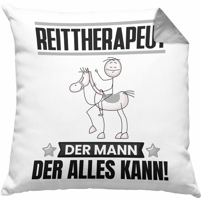Reittherapeut Kissen mit Füllung 40x40 Geschenk für Reittherapeut Der Mann Der Alles Kann Geschenkidee zum Geburtstag (Grau) Grau Trendation