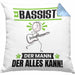 Bassist Kissen mit Füllung 40x40 Geschenk für Bassist Der Mann Der Alles Kann Geschenkidee zum Geburtstag (Grau) Blau Trendation
