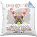 Französische Bulldogge Besitzer Kissen mit Füllung 40x40 Geschenk Lustiger Spruch Geschenkidee Besitzerin Ich Bin Nicht toll Aber Mein Französische Bulldogge Ist Es (Grau) Blau Trendation