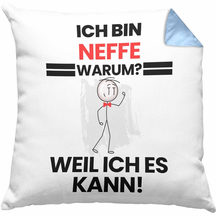 Neffe Geschenk Kissen mit Füllung 40x40 Lustiger Spruch Ich Bin Neffe Warum Weil Ich Es Kann Geschenkidee Bester Neffe Geburtstag (Grau) Blau Trendation