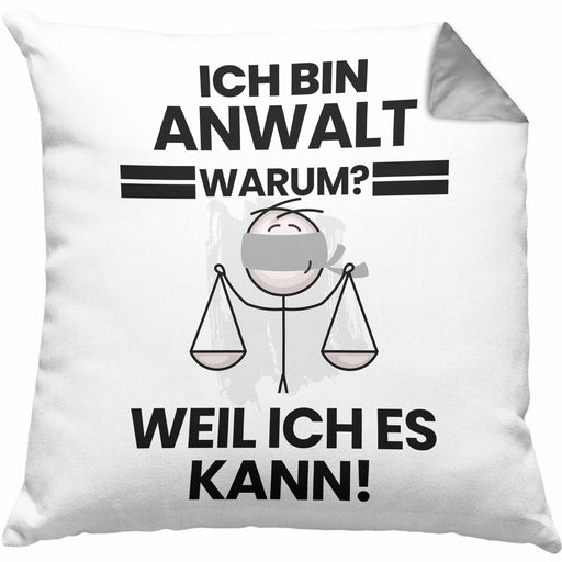 Anwalt Geschenk Kissen mit Füllung 40x40 Lustiger Spruch Ich Bin Anwalt Warum Weil Ich Es Kann Geschenkidee Bester Anwalt Geburtstag (Grau) Grau Trendation