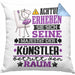 Künstler Geschenk Kissen mit Füllung 40x40 Lustiger Spruch Erheben Sie Sich Der Künstler Betritt den Raum (Grau) Blau Trendation