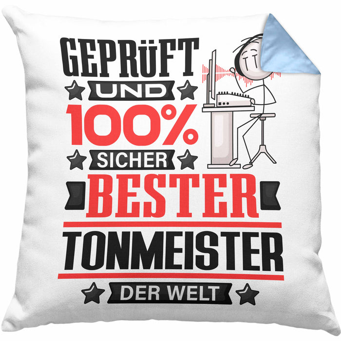 Tonmeister Geschenk Lustiger Spruch für Tonmeister Geschenkidee Bester Tonmeister Der WeltKissen mit Füllung 40x40 (Grau) Blau Trendation