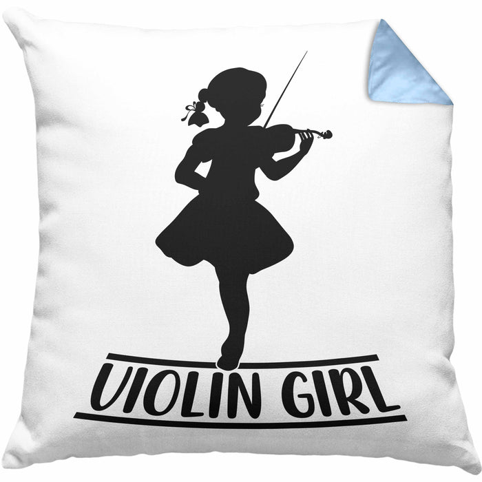 Geigenspieler Geschenk Kissen mit Füllung 40x40 Geigenspielerin Geigen Spruch Violin Girl (Grau) Blau Trendation
